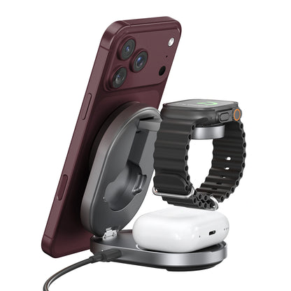 ZIKE Z855 3‑in‑1 Qi2 Magnetic Foldable Wireless Charger – 15W Fast Charging for iPhone & More