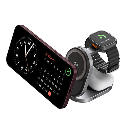 ZIKE Z855 3‑in‑1 Qi2 Magnetic Foldable Wireless Charger – 15W Fast Charging for iPhone & More